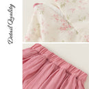 Girls' New Chinese Style Pink Floral Two-Piece Set