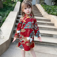 Kids' Festive Red New Year Dress Cheongsam