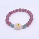 Womens Natural Strawberry Crystal Bracelet Elegant Gemstone Fashion Jewelry