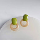 Green Circle Earrings Artistic Jewelry for Girls Trendy Fashion Accessory