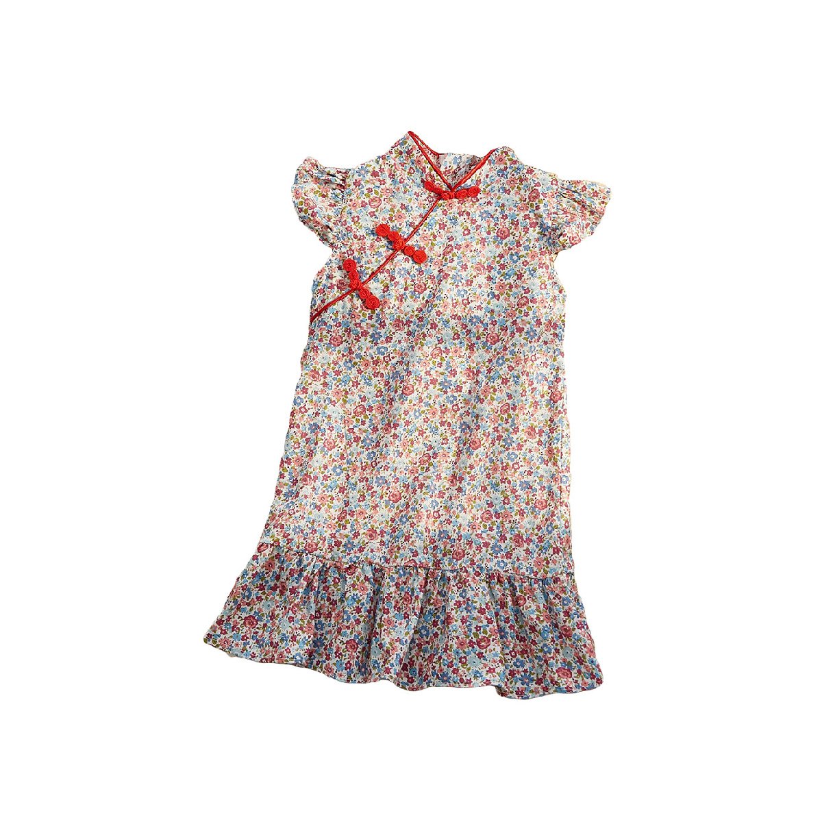 Girls' Summer Floral Cheongsam Dress