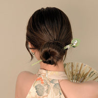 Chinese Style Wind Flower Snow Hairpin Green Hanfu Headdress Women Girls