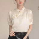 Women's Short Sleeve Silk Cheongsam Blouse