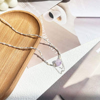 Purple Crystal Pendant Pearl Necklace Elegant Fashion Jewellery Trendy