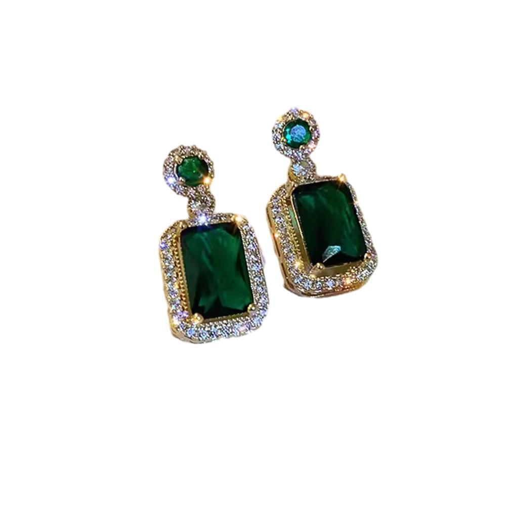 Vintage Paraiba Tourmaline Emerald Gemstone Earrings Ring Necklace Women Gift