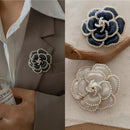 Women Enamel Camellia Fashion Rose Flower Brooch Alloy Pearl Coat Brooch Gift