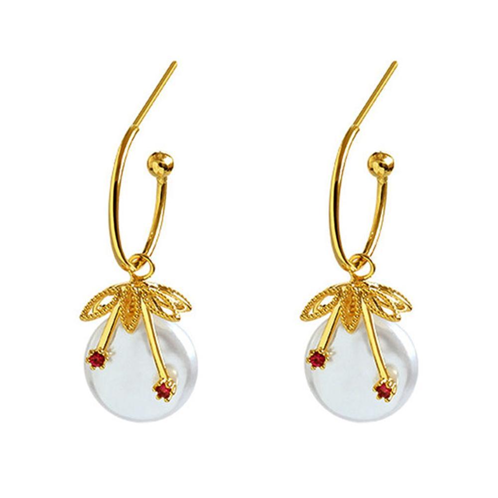 Golden Fashion Earrings with Pearl