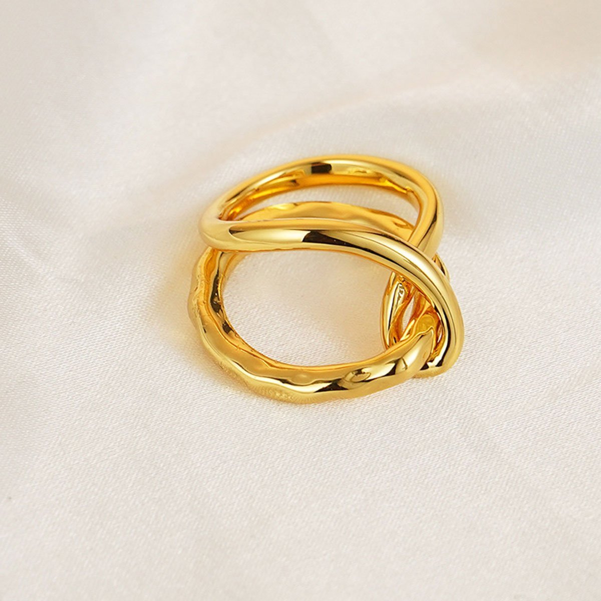 Brass Gold-Plated Twist Knot Ring Retro Geometric Ring Fashion Jewelry