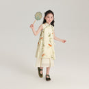 Ivory Floral Long & Half Skirt Cheongsam Dress