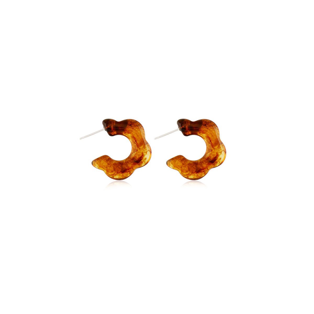 Vintage Amber C Shaped Earrings Retro Style Jewellery Women Girls Fashion