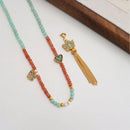 New Chinese Butterfly Pendant Beaded Necklace with Fringe Exquisite Fashion