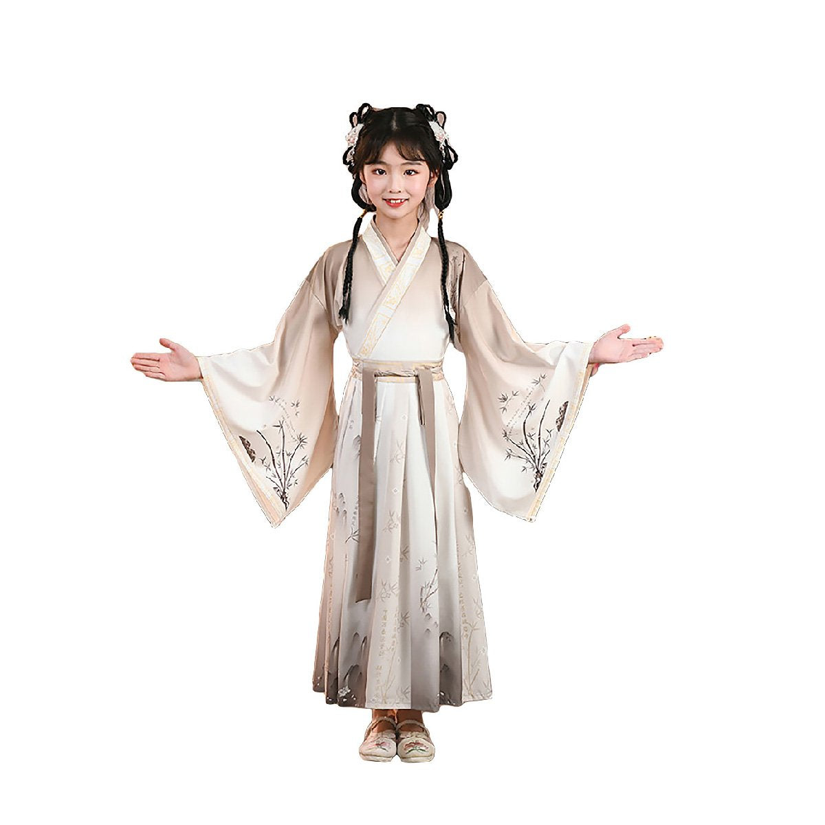 Girls' Ink-Printed Hanfu Dress