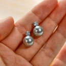 Gray Imitation Pearl Zircon Earrings Elegant Fashion Jewellery Women Gifts