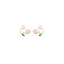 Pink Heart Flower Earrings Sweet Girly Jewelry for Women Fashion Accessories