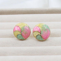 Vintage Geometry Oil Painting Studs Earrings