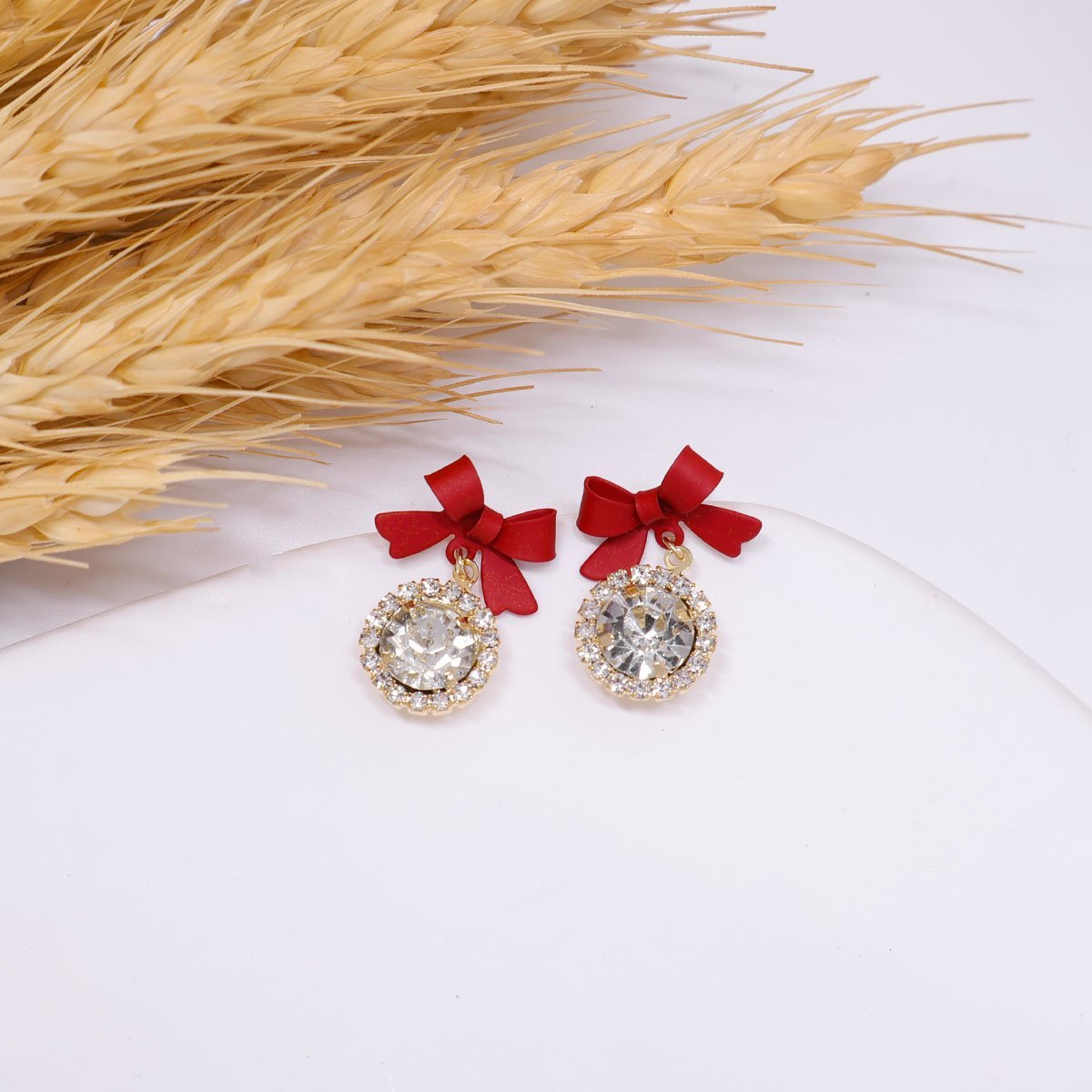 Christmas Red Bow Stud Earrings Festive Fashion Jewellery Women Girls Gift