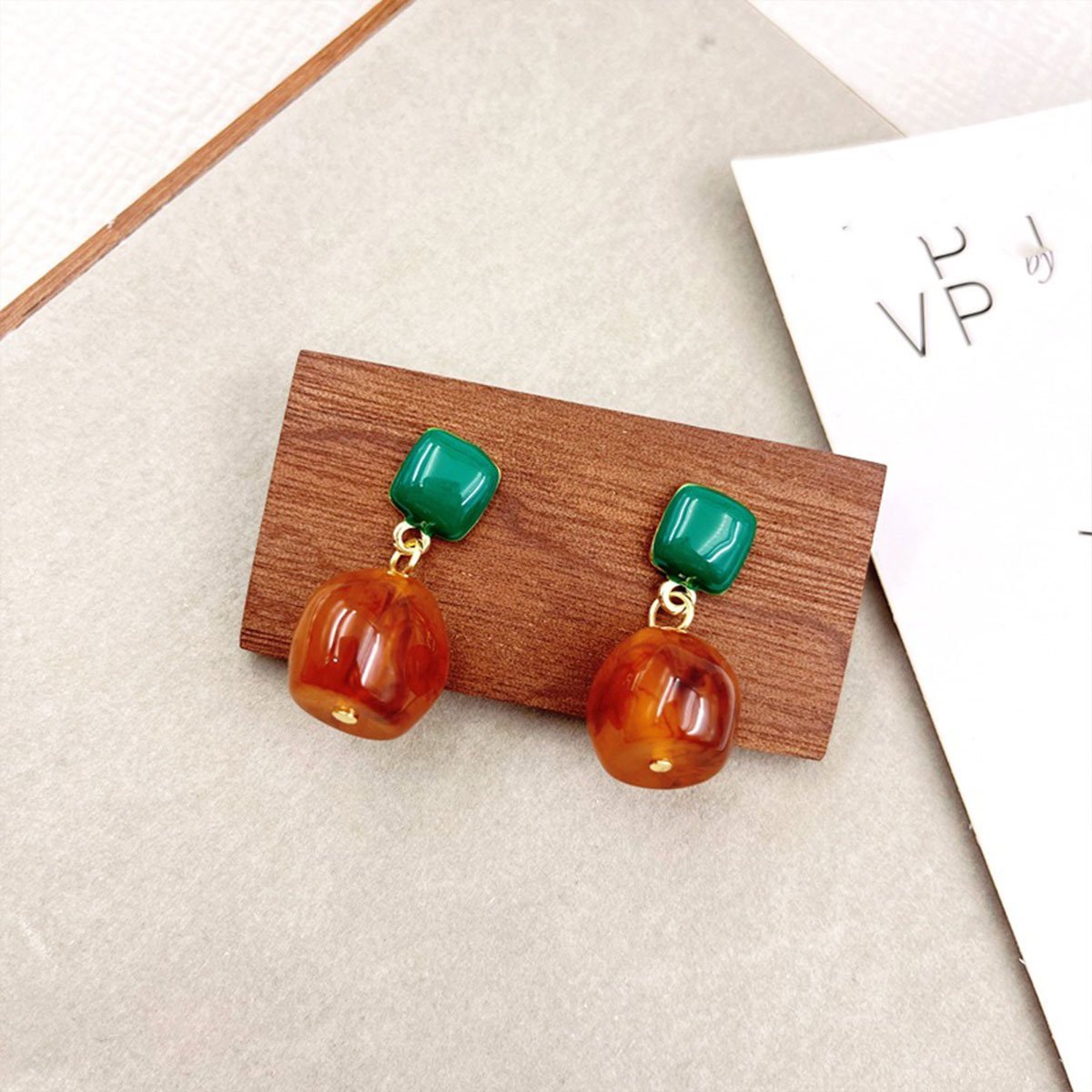 Dark Green Coffee Earrings Vintage Style Jewellery Women Girls Fashion