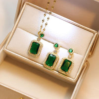 Vintage Paraiba Tourmaline Emerald Gemstone Earrings Ring Necklace Women Gift