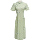 Women's Pastel Green Lace Modern Cheongsam Dress