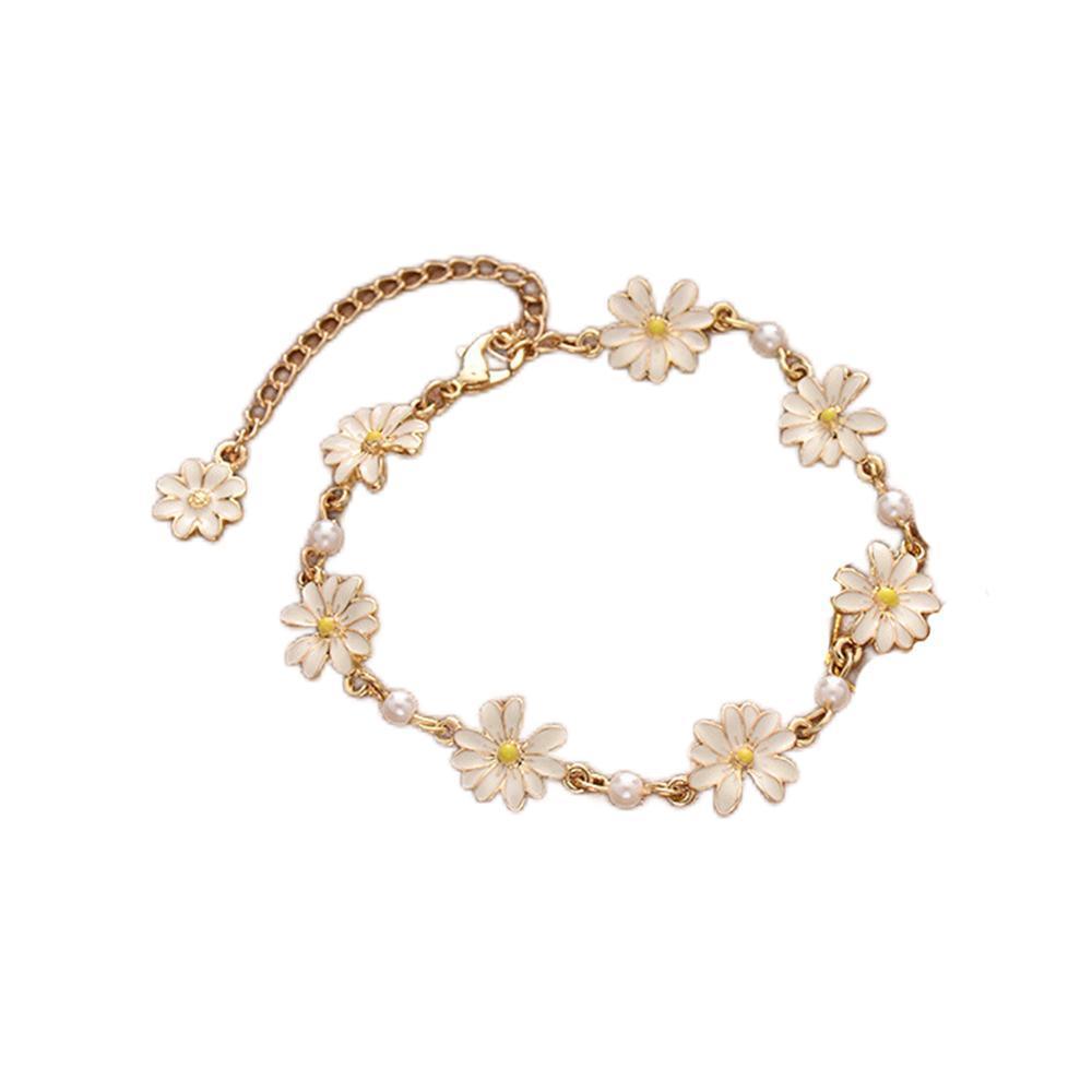 Stylish Crystal Pearl Flower Bracelet Party Accessories Charm Chain Jewellery