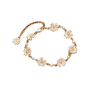 Stylish Crystal Pearl Flower Bracelet Party Accessories Charm Chain Jewellery