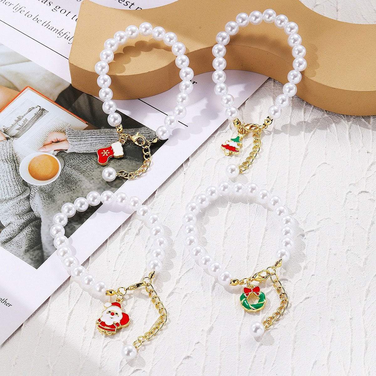 Faux Pearl Bracelet for Women Christmas Gift Adjustable Fashion Jewellery