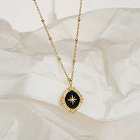 Black Polaris Oval Pendant Necklace Simple Court Style Fashion Jewelry for Women