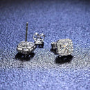 1 Pair Brilliant Square Cut Cubic Zirconia Stud Earrings Stainless Steel E135 7Clours