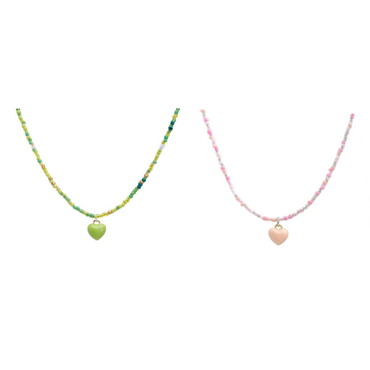 Colourful Pendant Necklace with Small Beads Fashion Jewellery for Women Girls