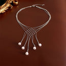 Hollow Imitation Pearl Fringe Multi Layer Necklace Fashion Jewellery Women