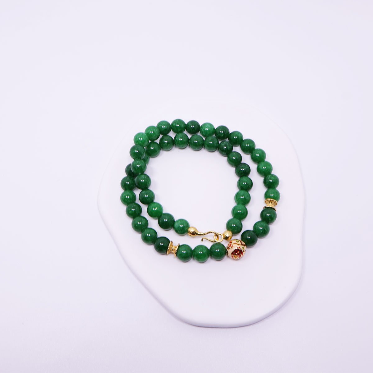 Green Natural Stone Beaded Necklace Beauty Handmade Women Simple Healing Reiki