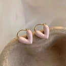 Romantic Pink Dripping Heart Dangle Earrings Women Girls Fashion Jewelry