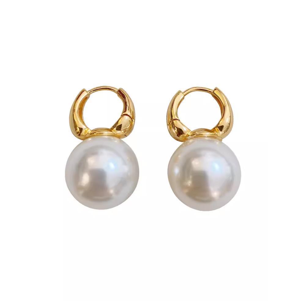 Golden Pearl Stud Earrings For Women Wedding Jewelry Perfect Gift High Style