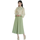 Women's Light Green and Beige Modern Hanfu Two-Piece Set