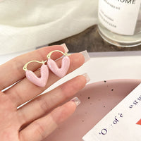 Romantic Pink Dripping Heart Dangle Earrings Women Girls Fashion Jewelry