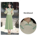 Women's Light Green and Beige Modern Hanfu Two-Piece Set