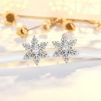 Zircon Snowflake Christmas Earrings Studs Winter Jewelry for Women and Girls