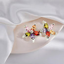 Colourful Petal Zircon Earrings Silver Ladies Wedding Party Christmas Gift