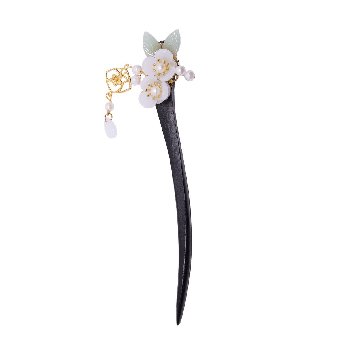 Jade Flower Pendant Hairpin Vintage Chinese Style Hair Accessories Clip