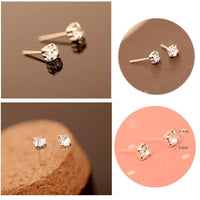 4/5mm Cushion Lab-Created Diamond Stud Earrings Women's 14K White Gold Finish