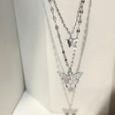 Butterfly Double Necklace Feminine Cold Wind Style Collarbone Chain Jewelry