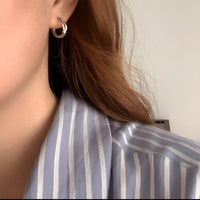 Knotted C-Shaped Double Layer Metal Earrings Alloy Fashion Jewelry for Women