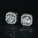 1 Pair Brilliant Square Cut Cubic Zirconia Stud Earrings Stainless Steel E135 7Clours