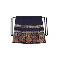 Mamianqun embroidered horse skirt and blouse for women in navy blue with colorful embroidery