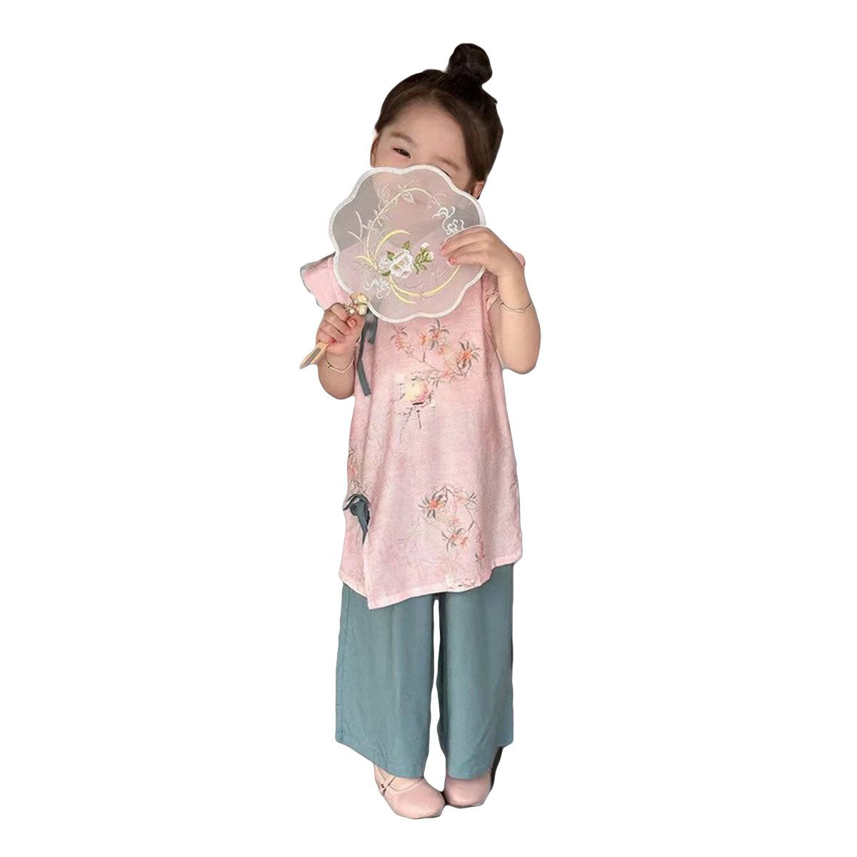 Girls' Embroidered Floral Hanfu Set - Chinese Outfit |