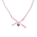 Elegant Ballet Girl Necklace Women Luxury Pearl Clavicle Chain Pink Jewelry