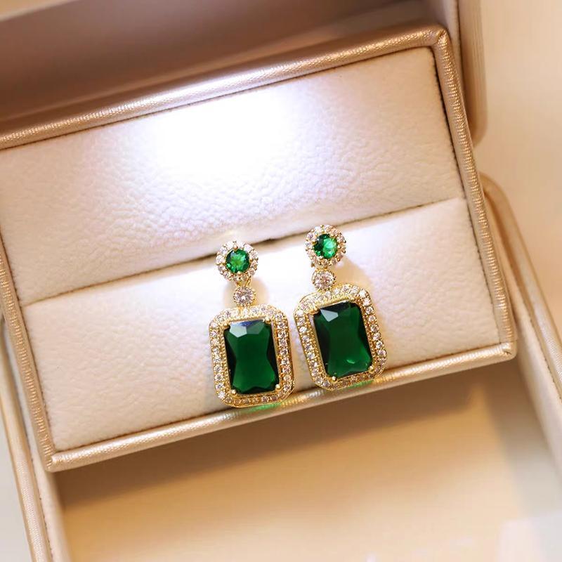 Vintage Paraiba Tourmaline Emerald Gemstone Earrings Ring Necklace Women Gift