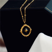 Black Polaris Oval Pendant Necklace Simple Court Style Fashion Jewelry for Women