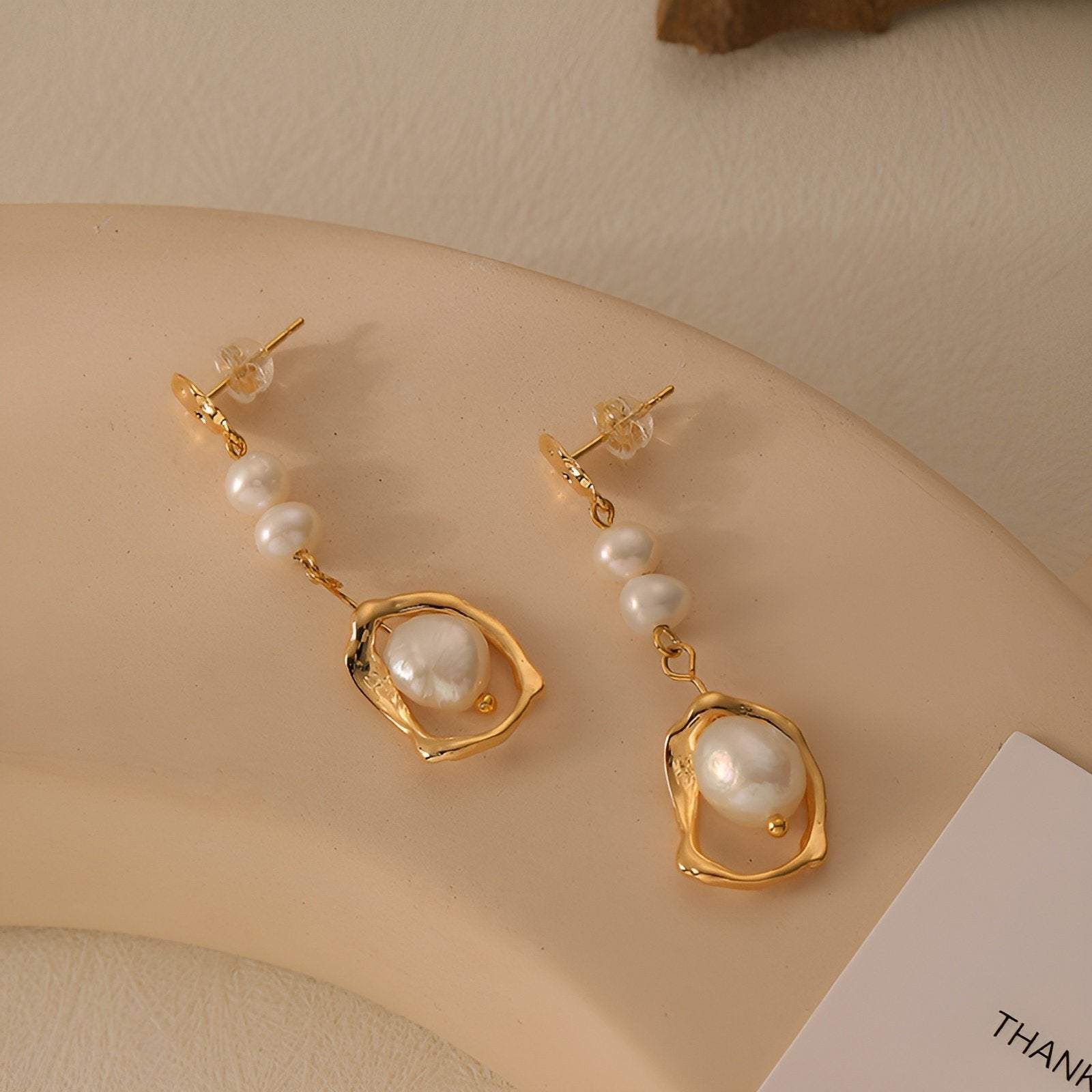 Long Natural Freshwater Pearl Earrings Elegant Women High-End Jewelry Gift