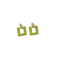 Green Square Earrings